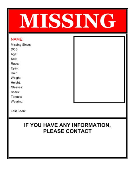 Missing Person Word Template